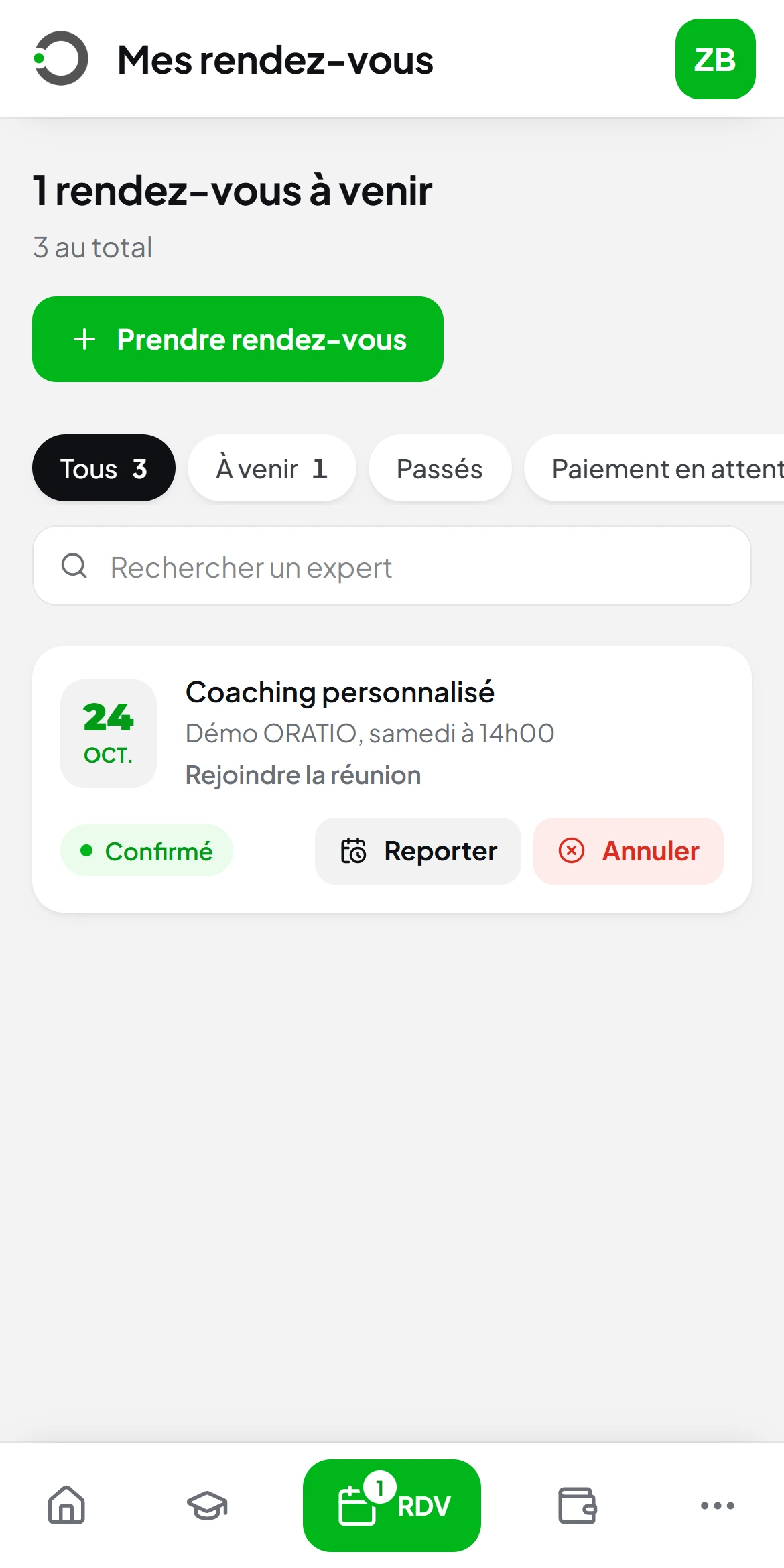 Mes rendez-vous sur téléphone