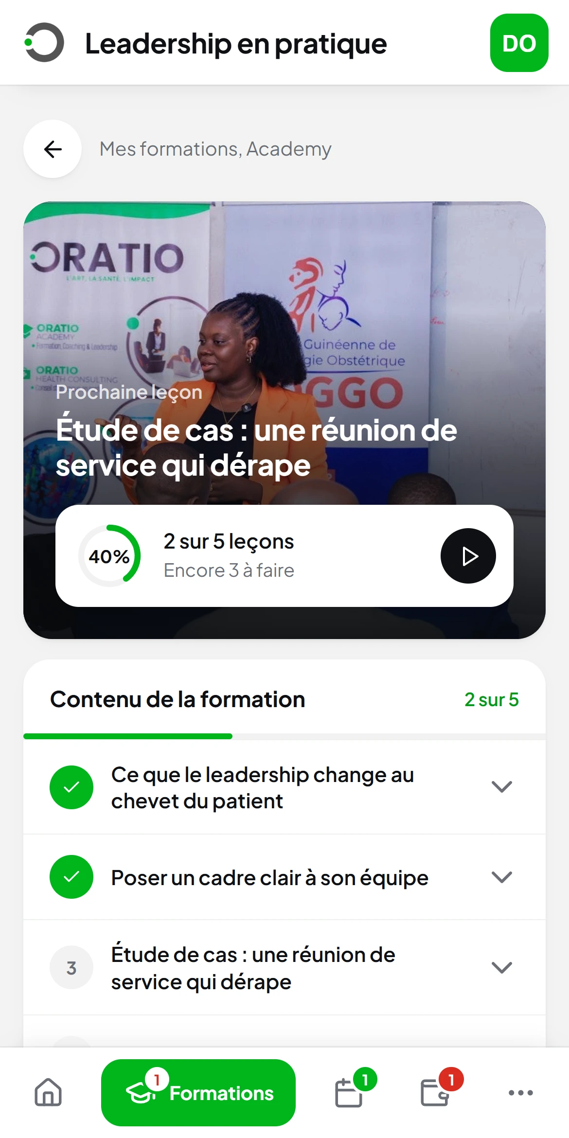 Formation en cours sur téléphone