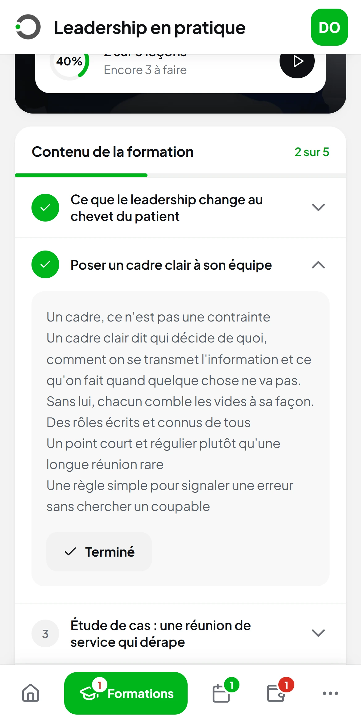 Une leçon sur téléphone
